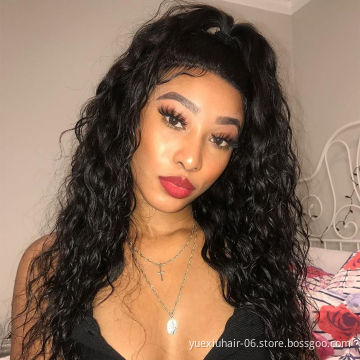 Pre Plucked Hairline Cuticle Aligned Virgin Hair Water Wave Frontal Lace Wig Raw Indian Cuticle Aligned Hair Wig Manufacture